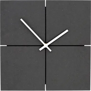 Wall-Art Wanduhr Minimalistisch MDF Quadratisch Lautlos 30 cm x 30 cm Schwarz