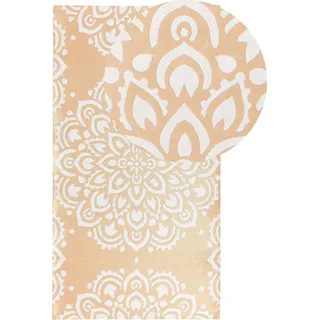 BELIANI Outdoorteppich Beige 80 x 150 cm Rechteckig Orientalisches Muster Modern Indoor Outdoor Terrasse Balkon Garten - Beige, Weiß