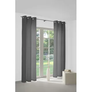 Vorhang WIRTH "Neveres" Gr. 1, grau (anthrazit), B:135cm H:145cm, Jacquard, Baumwolle, Gardinen, Vorhang
