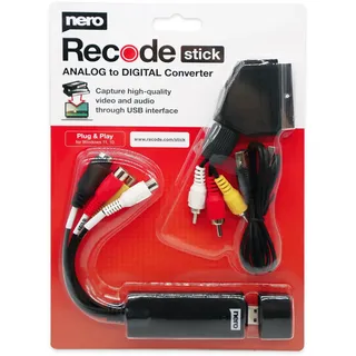 Nero Recode Stick | VHS zu USB Konverter | VHS selbst scannen | Videoaufnahme Analog zu Digital | S-VHS | Hi8 | Super 8 | DVD zu PC | Windows 10/11 | macOS