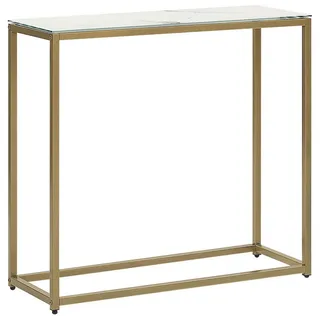 Beliani Konsolentisch Marmor Optik weiß/gold Delano , Goldfarben, Weiß , Glas , 80x76x30 cm , Wohnzimmer, Wohnzimmertische, Konsolentische