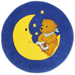 Kinderteppich , Blau, Gelb , Textil , Tier , rund , Textiles Vertrauen - Oeko-Tex® , für Fußbodenheizung geeignet , Teppiche und Böden, Teppiche, Kinderteppiche