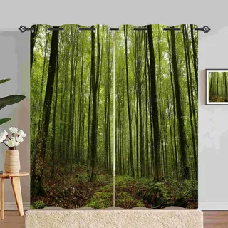 ANHOPE Natur Wald Dschungel Baum Blickdichte Gardinen mit Ösen Thermo Vorhänge Blackout Curtain Weich Verdunklungsvorhänge Wohnzimmer Schlafzimmer Vorhang 2er Set H 245 x B 140 cm