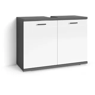byLIVING Waschbeckenunterschrank Nebraska 80 x 59 cm Anthrazit/Weiß Hochglanz