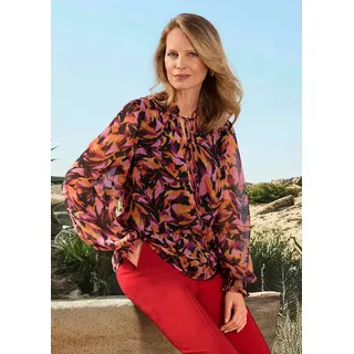 GOLDNER Schlupfbluse »Kurzgröße Chiffon-Bluse mit semitransparenten Ärmeln«, rot