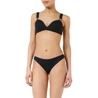 Emporio Armani Women's Ribbed Lycra Triangle Brazilian Bikini Set, Black, S