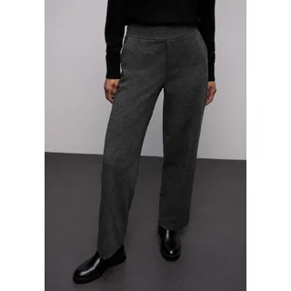 Webhose STREET ONE, Damen, Gr. 42, Länge 30, grau (gravel grau meliert), Web, Obermaterial: 63% Polyester, 32% Viskose, 5% Elasthan, Jacquardmuster, meliert, regular fit lang, Hosen Webhose, mit elastischem Bund
