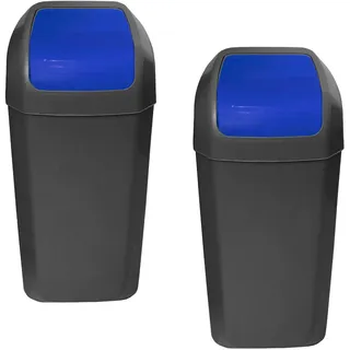 WELL HOME MOBILIARIO & DECORACIÓN Set mit 2 Eimern - Mülleimer mit Schwingdeckel, 15 l, Blau