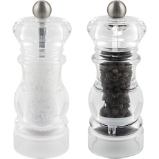 Grunwerg SP-6610AC gmill 2er Set Einstellbare Salz und Pfeffermühlen aus Acryl, Glas und Keramik – 11cm hoch, durchsichtig