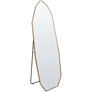 BELIANI Stehspiegel Gold Metall 165 cm mit Schmalem Rahmen Asymmetrisch Freistehend Modern Wohnzimmer Schlafzimmer Garderobe Bad Deko Satndspiegel - Gold