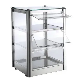 Neumärker Backwaren Vitrine Cube Neutral, Robuste Gebäckvitrine für die ansprechende Präsentation von Backwaren, 3 Böden