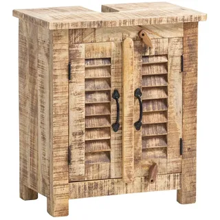 Woodkings Waschbeckenunterschrank Caribou I Badschrank aus Massivholz