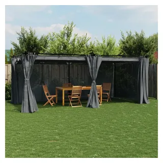 vidaXL Pavillon 6 x 3 m inkl. Vorhänge Anthrazit