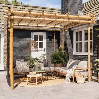 Pergola Bambus Holz Garten Pavillon Terrasse Rankhilfe in 2 Farben + 2 Größen