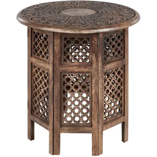 Beliani Beistelltisch Dunkelbraun Mangoholz 53 x 53 x 53 cm
