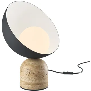 Nachttisch Leuchte Stein Glas Metall Schwarz Schlafzimmer 33 cm G9 Tischlampe