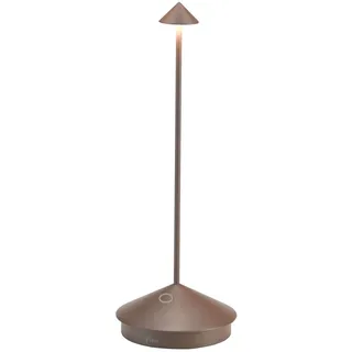 Zafferano, Pina Lampe, Wiederaufladbare und Kabellose Tischlampe mit Touch Control, Geeignet für den Innen- und Außenbereich, Dimmer, 2200-3000 K, Höhe 29 cm, Farbe Corten
