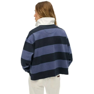 Superdry Athletic Essential Stripe Rugby Langarm-polo - Mariner Navy Stripe - XL