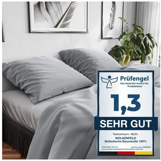 Wolkenfeld Bettwäsche »Renforcé Bettwäsche Baumwolle - Natürlich weiches Schlafgefühl« 2 Stk. tlg. 135x200 cm, 155x220 & Übergrößen I inkl. Kissenbezüge 80x80 I uni
