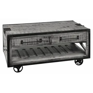 MASSIVMOEBEL24.DE Couchtisch Mango 112x61x55 grau lackiert HEAVY INDUSTRY #162 - Grau