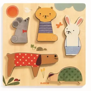 DJECO Wooden Block Puzzle Pets Activity Steckspielzeug 12m+ 1 St.