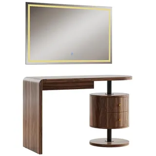 Vicco Schminktisch Lara, 120 cm mit LED-Spiegel, Eiche rustikal