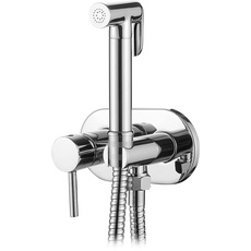 Ibergrif M22010 - Unterputz WC-Bidet Handbrause Set mit Dusche und Halter, Schlauch, Warmes und Kaltes Wasser, Chrom, Silber