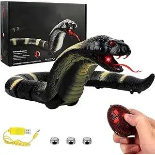 Ferngesteuerte Schlange, RC Ferngesteuert Kobra Schlange, Schlange Spielzeug Elektrisch, mit Fernbedienung, Leuchtenden LED Augen, Einziehbarer Zunge
