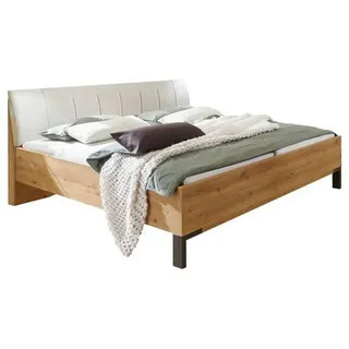 Novel Bett , Champagner, Eiche Bianco , Holzwerkstoff , 200x200 cm , ISO 9001, Goldenes M, Made in Germany , gepolstertes Kopfteil, in verschiedenen Holzdekoren erhältlich, in verschiedenen Größen erhältlich , Schlafzimmer, Komplette Schlafzimmer und Serien, Schlafzimmerserien