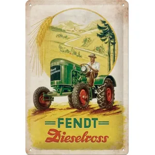 Nostalgic Art Nostalgic-Art Retro Blechschild, 20 x 30 cm, Fendt Dieselross – Geschenk-Idee für Traktor-Fans, Original Lizenzprodukt (OLP), aus Metall, Werkstatt-Deko im Vintage Design, Blechschilder Sprüche