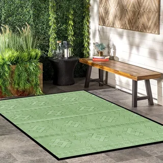 ARSUK Outdoor Teppich Wetterfest, 150x100cm, Wasserdicht, Sandfest, Faltbare und Waschbarer Strand Picknickdecke, Wendbare Matte für Garten, Terrasse, Camping, UV Beständig, Balkon, Picknick