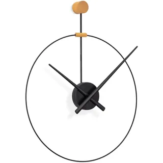 NOMON Wanduhr mit minimalistischem Design, Schwarz, Eiche, Modern