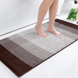 Homaxy Chenille Badezimmerteppich rutschfeste Hochflor Badematte Waschbar Badteppich Weich Badvorleger Saugfähige Duschvorleger für Badezimmer - 60x120 cm, Braun