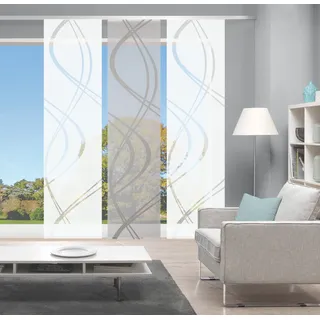 HOME WOHNIDEEN Schiebegardine HOME WOHNIDEEN "TIBERIO 3er SET" Gr. 1, grau (grau, weiß), B:60cm H:245cm, Polyester, Gardinen, Schiebegardine 3er SET TIBERIO