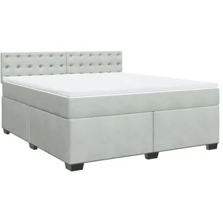 vidaXL Boxspringbett mit Matratze Hellgrau 180x200 cm Samt - Grau