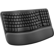 Logitech Wave Keys kabellose ergonomische Tastatur - Grafit, Französisches AZERTY-Layout