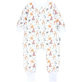 Babyschlafsack TUPTAM "Schlafsack mit Füßen Baby Schlafsack mit Beinen und Ärmel ganzjährig" Gr. 104, braun (shu01 wald tiere eule reh igel fuchs beige braun), Schlafsäcke, Baby, L: 110cm, Obermaterial: 100% Baumwolle CO., Babyschlafsack, L:110cm