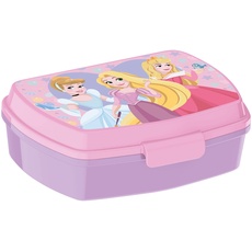 p:os 34212049 Disney Princess - Brotdose für Kinder mit einem Fach, Lunchbox aus Kunststoff mit Clip-Verschluss, Versperbox für Kindergarten, Schule und Freizeit