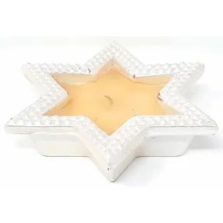 Kerze Stern Weihnachten Advent Deko Wachs Weiss Perlmut 130 x 30 mm 200g