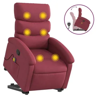vidaXL Massagesessel mit Aufstehhilfe Weinrot Stoff - Rot