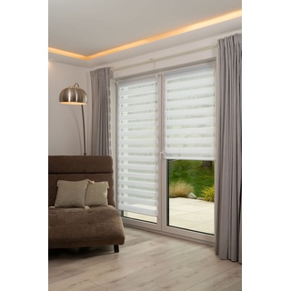 K-home 517667-36 Klemmfix Doppelrollo Madrid ohne Bohren Weiß 90 x 200 cm (B x L)