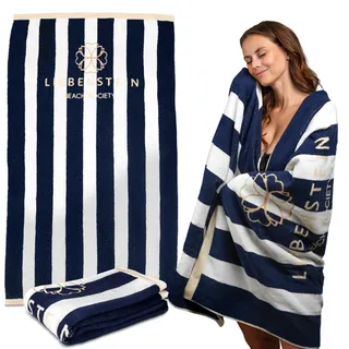 Liebenstein® Premium Strandtuch Beach Society – 100x180 cm – softig weiches Strandhandtuch mit stylischem Muster - aus 100% feinster Baumwolle in Portugal gefertigt