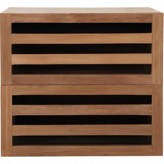 Teako Design Teakholz Schrankeinsatz Carmelo - 12 Flaschen Weinregal mit Schublade - Wetterfest Massivholz 43x60x38cm