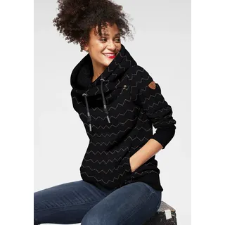 Ragwear Kapuzensweatshirt "GRIPY BUTTON CHEVRON O", Hoodie mit hochschießendem Schalkragen mit Zierknopfbesatz, schwarz 1010