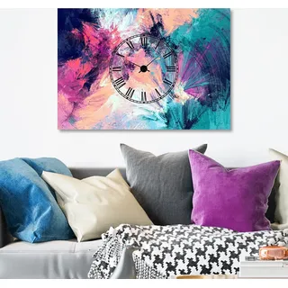 Opviq, ST642367879_5070, Dekorative Wanduhr, Mehrfarbig, 100% BAUMWOLLE, 50 x 70 cm