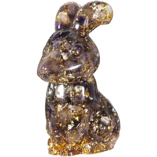 Nupuyai Amethyst Stein Hase Figur Edelstein Kaninchen Kristall Tiere Deko | 7 cm Hase Trommelstein Harz Figur, Osterhase, Kaninchen Glücksbringer, Tierfigur Deko für Büro Haus Garten