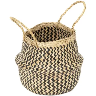 Compactor Belly Korb M, 27x27x26 cm, Schwarz, Handgefertigt aus Seegras