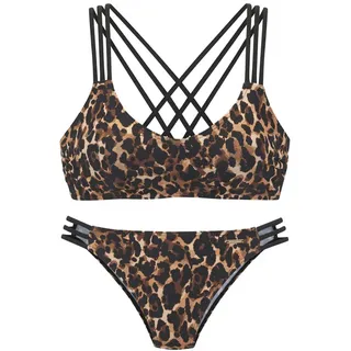 Bruno Banani Bustier-Bikini Damen leo bedruckt Gr.34 Cup C/D