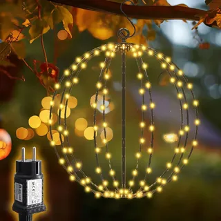 salcar LED Weihnachtsbeleuchtung Außen, 30cm 120 LED Hängende Kugel Lichter, Wasserdichte 8 Modi Weihnachtsdeko Lichterkette mit Timer, Speicherfunktion, für Garten Party Innen Wohnzimmer, Warmweiß