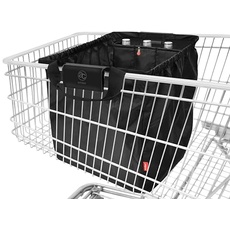 achilles Einkaufswagentasche faltbar mit Kühlfach und Flaschenfächer, Einkaufstasche für alle gängigen Einkaufswagen, Tasche zum Einhängen, Schwarz, 54x35x39 cm